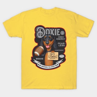 Cute Funny Doxie Dachshund Holding Dog Football T-Shirt